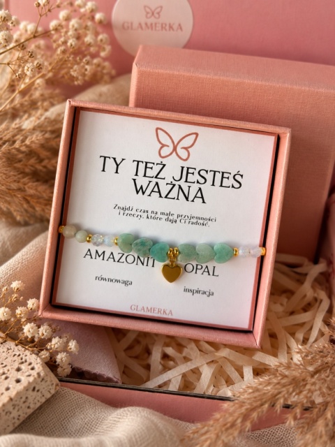 Bransoletka „Ty też jesteś Ważna” – Amazonit i Opal